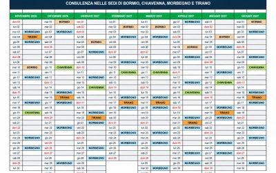 CALENDARIO CONSULENZA PRESSO LE SEDI TERRITORIALI